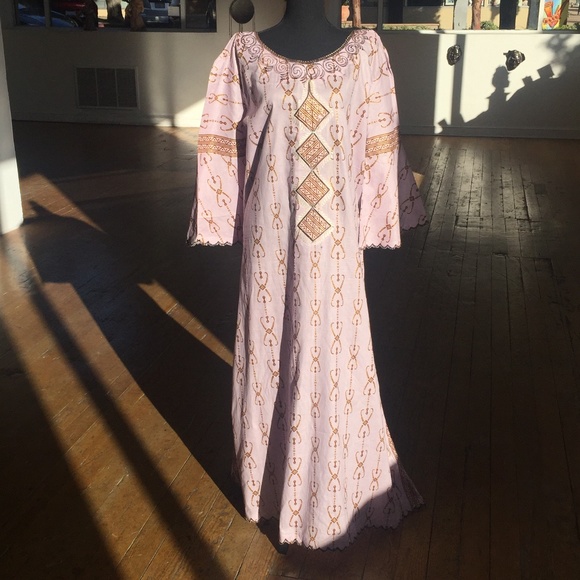 Lavender/Brown/Gold Maxi Dress/Chemise - Picture 2 of 9